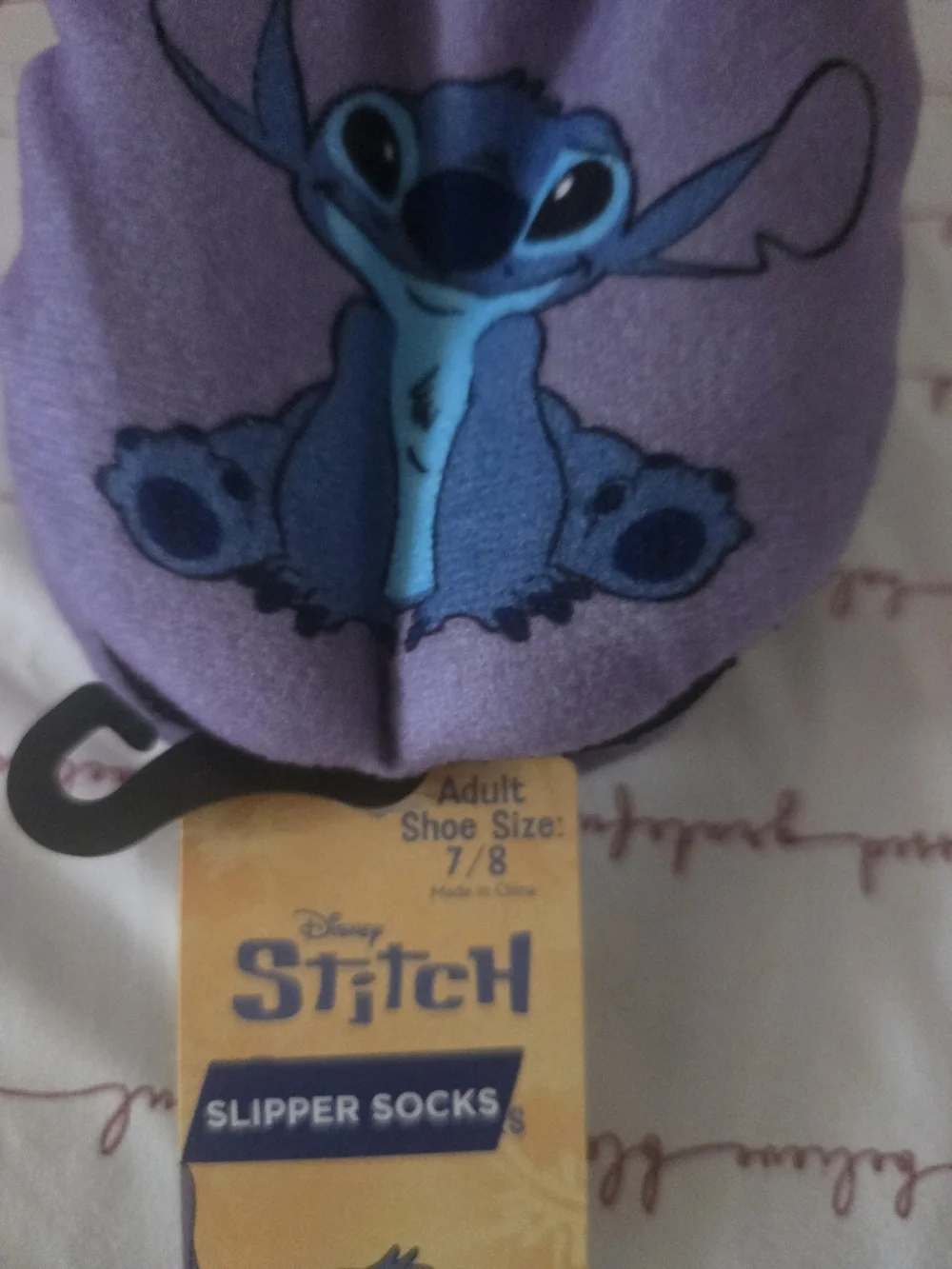 Disney Purple Stitch Slipper Socks Women's 7-8-NWT!